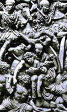 Битва римских легионеров с германцами (деталь рельефа, III в.; Рим. Музей терм)